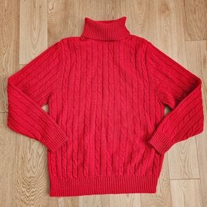 Jantzen Red Turtleneck Cableknit Long Sleeve Wool Sweater for Men Size Medium